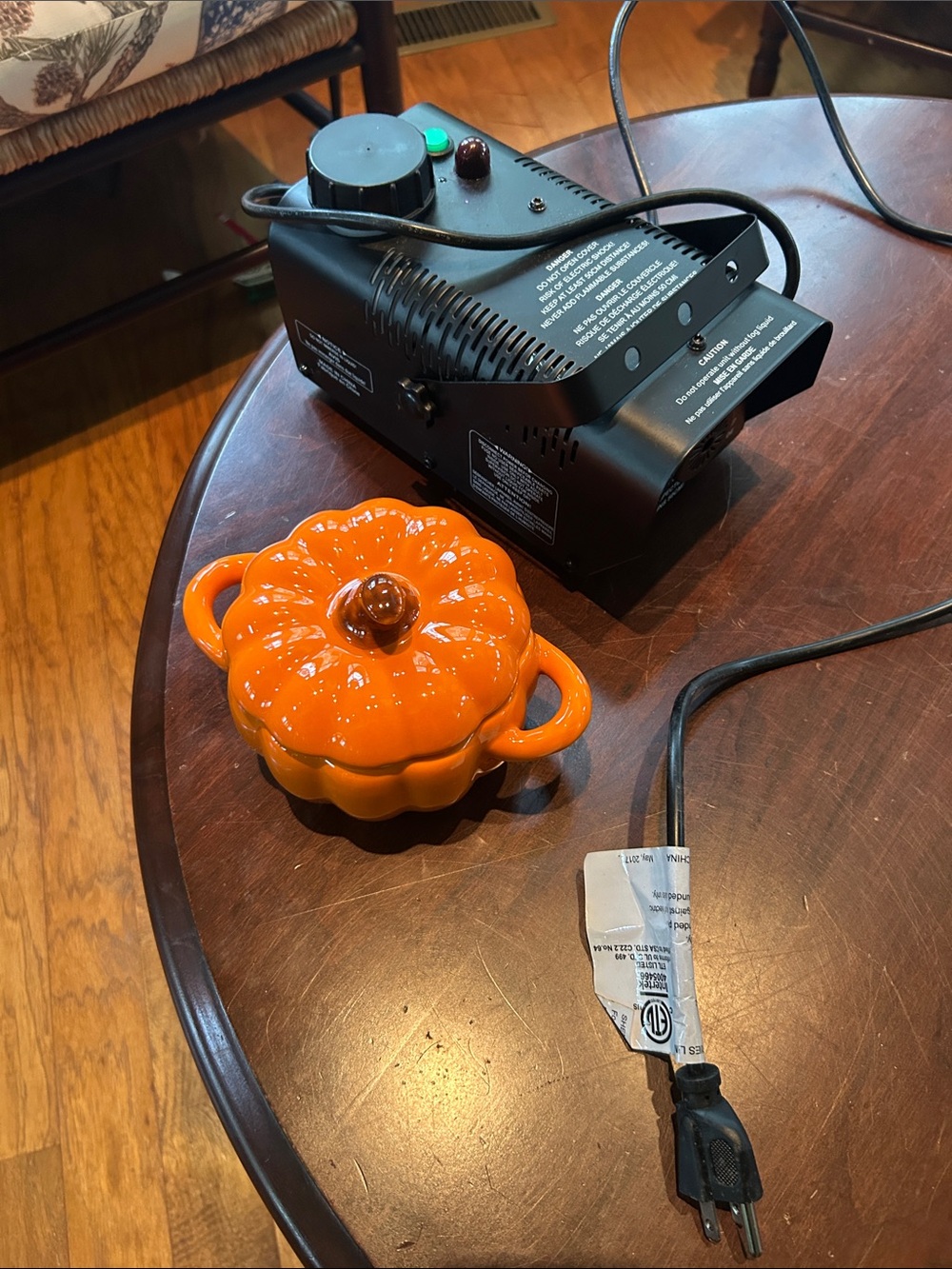 Halloween bundle! Fog machine /Orange Pumpkin Ceramic with Lid